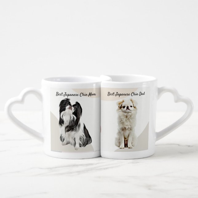 Dog Lover Japanese Chin Best Mom, Best Dad  Coffee Mug Set (Front Nesting)