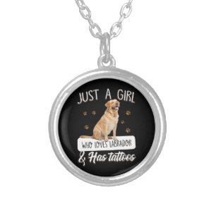 Dog Lover Just A Girl Who Loves Labrador Tattoos Silver Plated Necklace