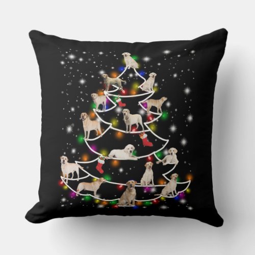 Dog Lover  Labrador Christmas Tree Throw Pillow