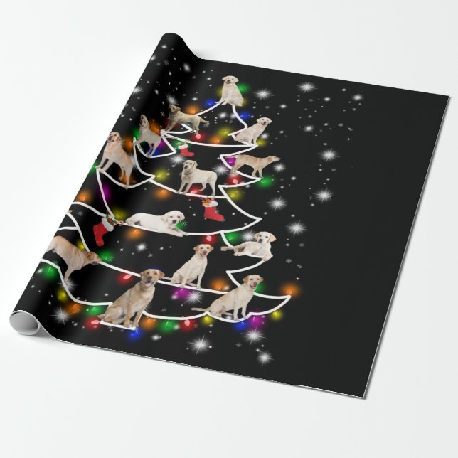 Dog Lover | Labrador Christmas Tree Wrapping Paper (Unrolled)