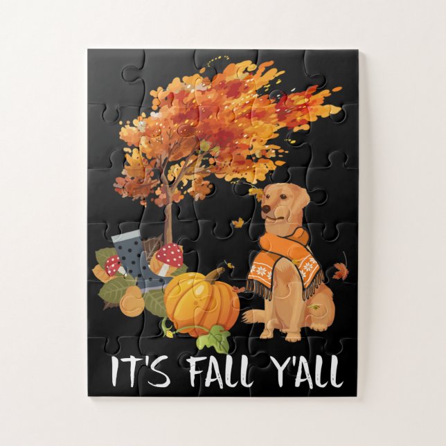 Dog Lover | Labrador Retriever It's Fall Y'all Jigsaw Puzzle (Vertical)