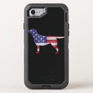 Dog Lover Labrador Retriever Silhouette USA Flag OtterBox Defender iPhone SE/8/7 Case