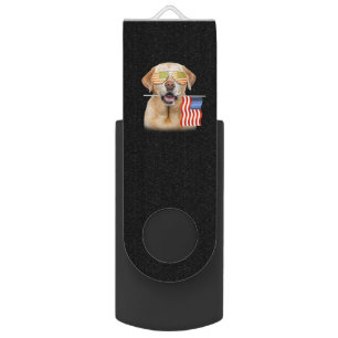 Dog Lover Labrador Retriever USA Flag Flash Drive