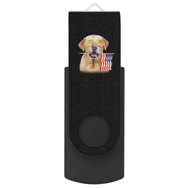 Dog Lover | Labrador Retriever USA Flag Flash Drive (Back (Vertical))