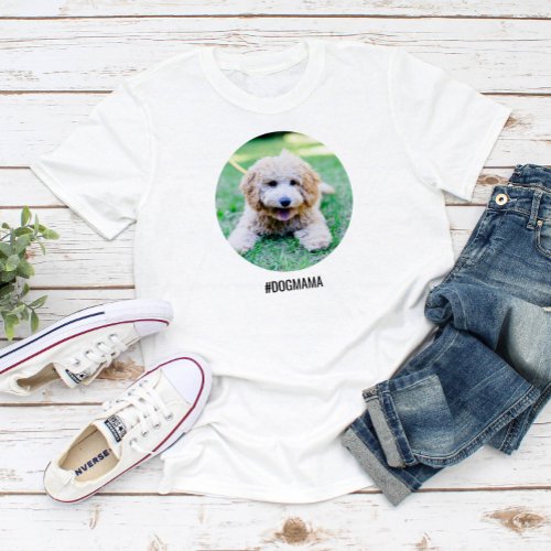 Dog Lover Large Custom Photo Circle and Your Text T_Shirt
