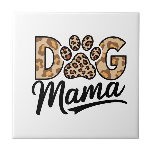 Dog Lover Leopard Print Paw Ceramic Tile (Front)