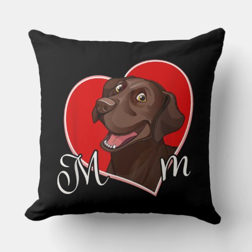 Dog Lover  Love Heart Chocolate Labrador Mom Throw Pillow