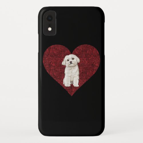 Dog Lover  Love Heart Fingerprint Maltese iPhone XR Case