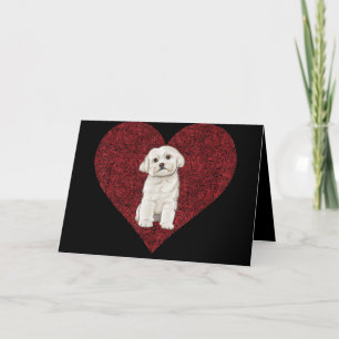 Dog Lover Love Heart Fingerprint Maltese Holiday Card