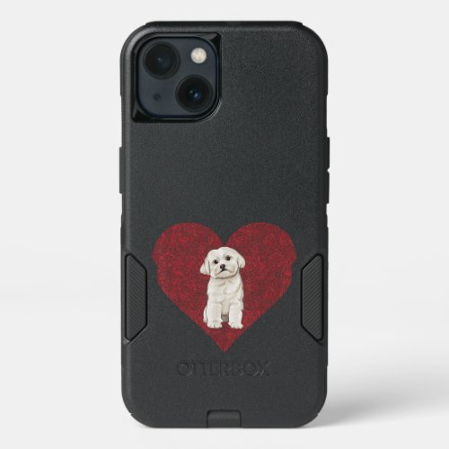 Dog Lover  Love Heart Fingerprint Maltese iPhone 13 Case