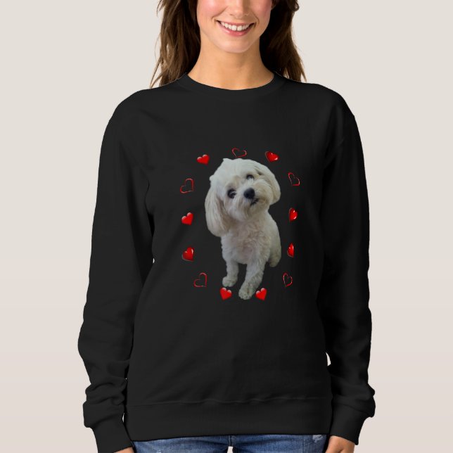 Dog Lover | Love Heart Maltese Puppy Owner Sweatshirt (Front)