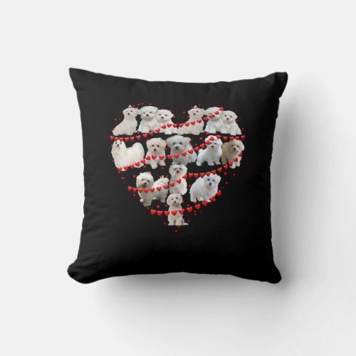 Dog Lover  Love Heart Valentine Is Maltese Throw Pillow