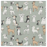 Dog lover. Love paw. Many dogs different breeds  Fabric