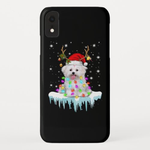 Dog Lover Maltese Christmas Fairy Light In Winter iPhone XR Case