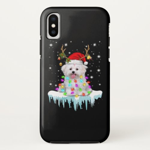 Dog Lover Maltese Christmas Fairy Light In Winter iPhone X Case