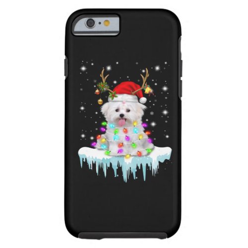 Dog Lover Maltese Christmas Fairy Light In Winter Tough iPhone 6 Case