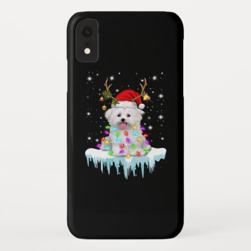 Dog Lover Maltese Christmas Fairy Light In Winter iPhone XR Case