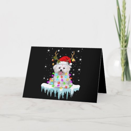 Dog Lover Maltese Christmas Fairy Light In Winter Holiday Card