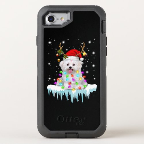 Dog Lover Maltese Christmas Fairy Light In Winter OtterBox Defender iPhone SE87 Case