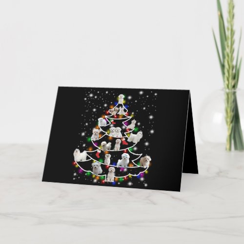 Dog Lover  Maltese Christmas Tree Fairy Light Holiday Card