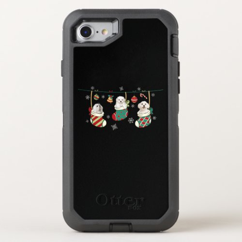 Dog Lover  Maltese In Stocking Christmas OtterBox Defender iPhone SE87 Case