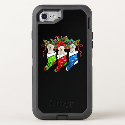 Dog Lover  Maltese In Stocking Christmas OtterBox Defender iPhone SE87 Case