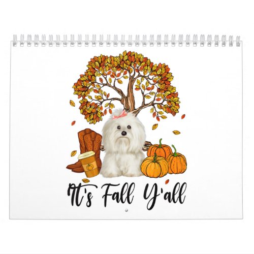 Dog Lover  Maltese Its Fall Yall Pumpkin Autumn Calendar