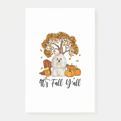 Dog Lover  Maltese Its Fall Yall Pumpkin Autumn Post_it Notes