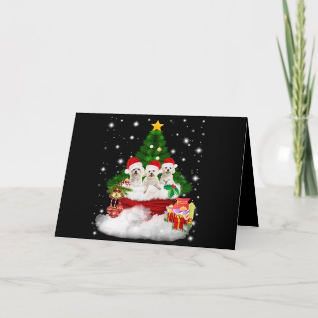 Dog Lover | Maltese Puppies Is Christmas Present Holiday Card (Front)