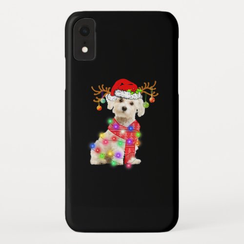 Dog Lover  Maltese Santa Hat Xmas Fairy Light iPhone XR Case