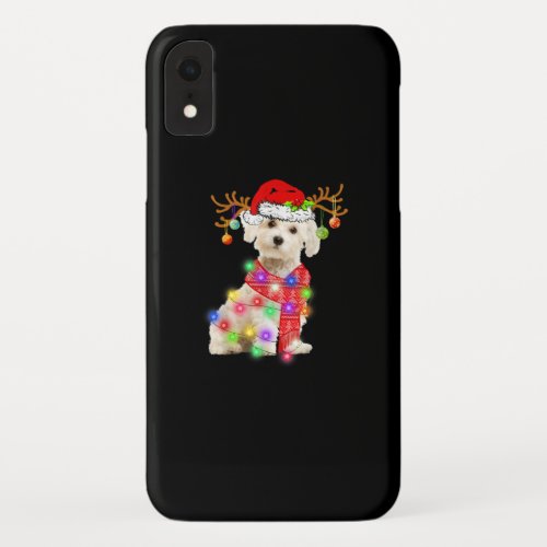 Dog Lover  Maltese Santa Hat Xmas Fairy Light iPhone XR Case