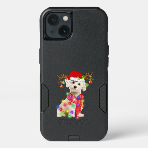 Dog Lover  Maltese Santa Hat Xmas Fairy Light iPhone 13 Case