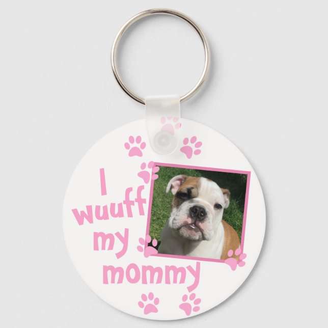 Dog Lover Mama with Personalized Photo Keychain (Front)