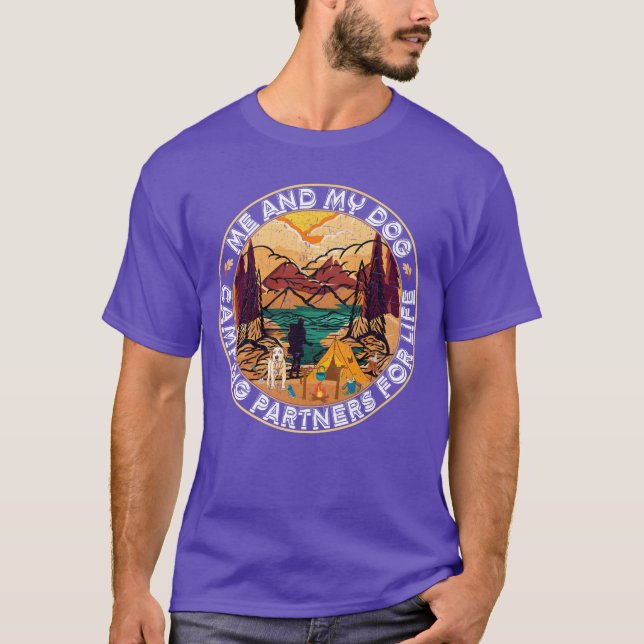 Dog Lover Man and His Dog Best Camping Partners fa T-Shirt (Front)