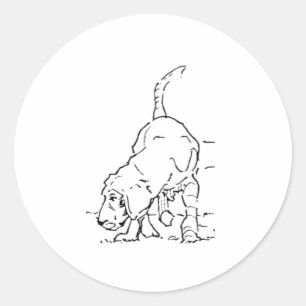 Dog Lover Memory, Beagle Illustration Classic Round Sticker