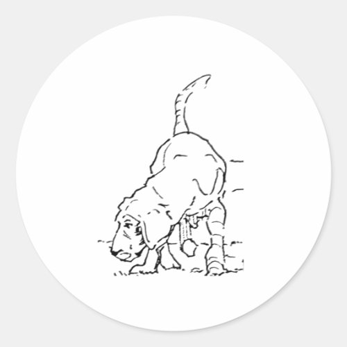 Dog Lover Memory, Beagle Illustration Classic Round Sticker