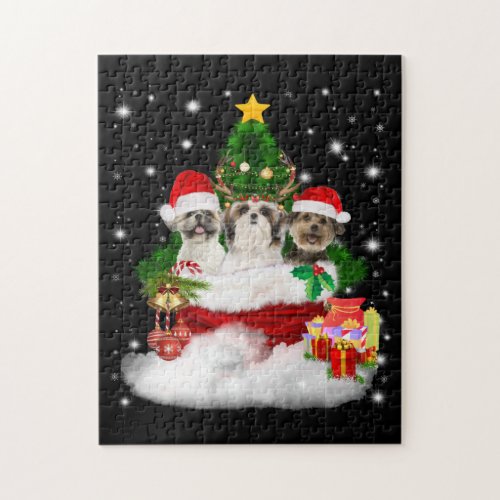 Dog Lover  Merry Christmas Beautiful Shih Tzu Jigsaw Puzzle