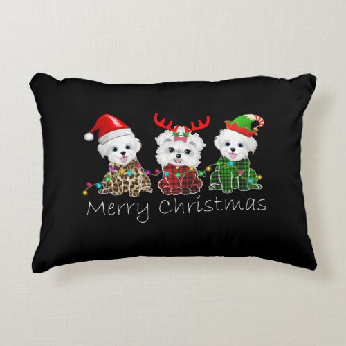 Dog Lover  Merry Christmas Maltese Accent Pillow