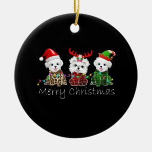 Dog Lover Merry Christmas Maltese Ceramic Ornament