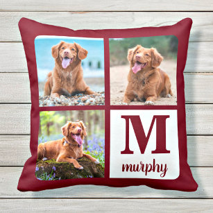 Dog Lover Modern Monogram Personalized Pet Photo  Throw Pillow