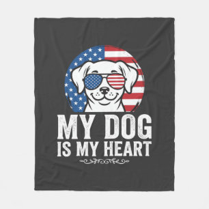 Dog Lover My Dog Is My Heart Fleece Blanket