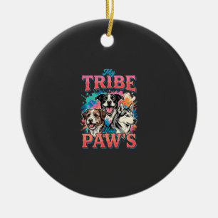 Dog Lover My Tribe Has Paws Ceramic Ornament