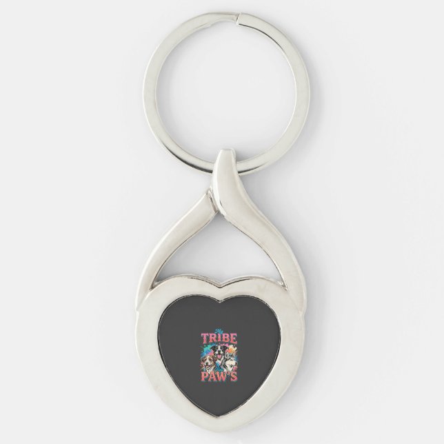 Dog Lover My Tribe Has Paws Keychain (Front)