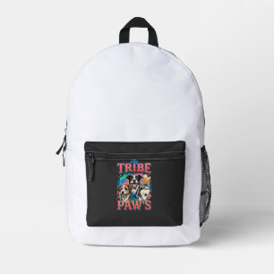 Dog Lover My Tribe Has Paws Printed Backpack