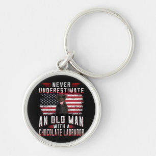 Dog Lover Never Underestimate Old Man Labrador Keychain