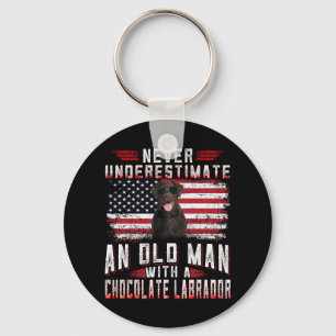 Dog Lover Never Underestimate Old Man Labrador Keychain