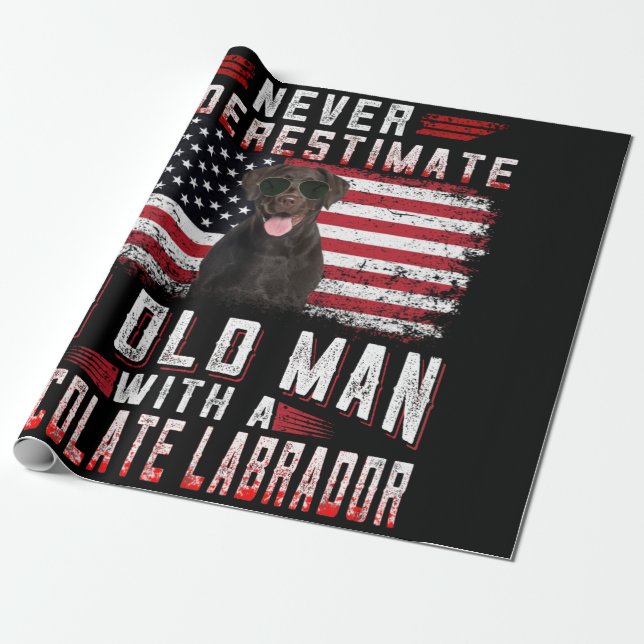Dog Lover | Never Underestimate Old Man Labrador Wrapping Paper (Unrolled)