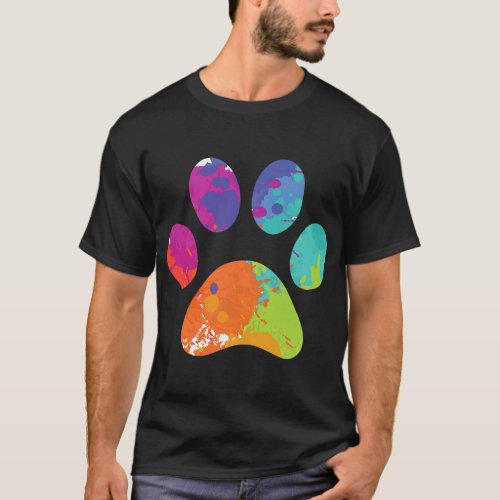 Dog Lover Painter Dog Paw Print Paint Splatter T_Shirt