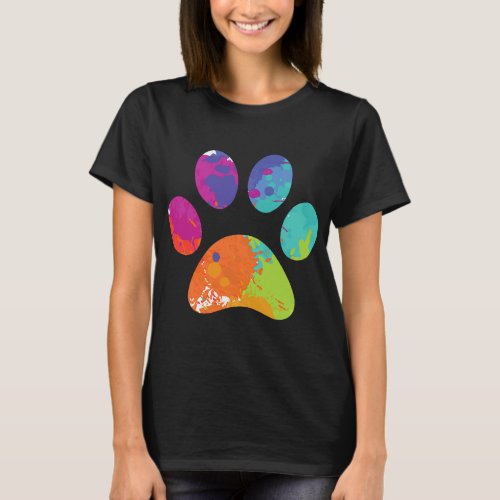 Dog Lover Painter Dog Paw Print Paint Splatter T_Shirt