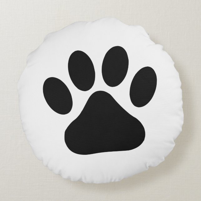 Dog Lover Paw Print Round Pillow (Back)